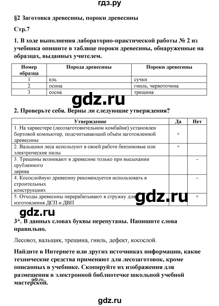 ГДЗ по технологии 6 класс Тищенко рабочая тетрадь Индустриальные технологии  параграф - 2, Решебник