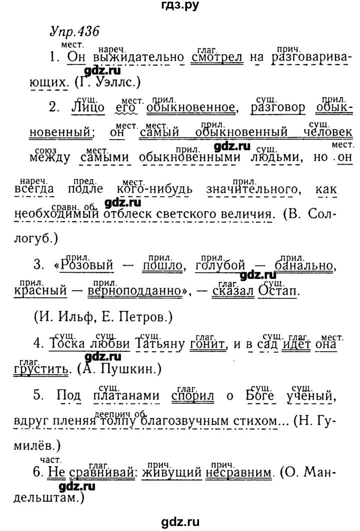 ГДЗ по русскому языку 8 класс  Ладыженская   упражнение - 436, Решебник №3